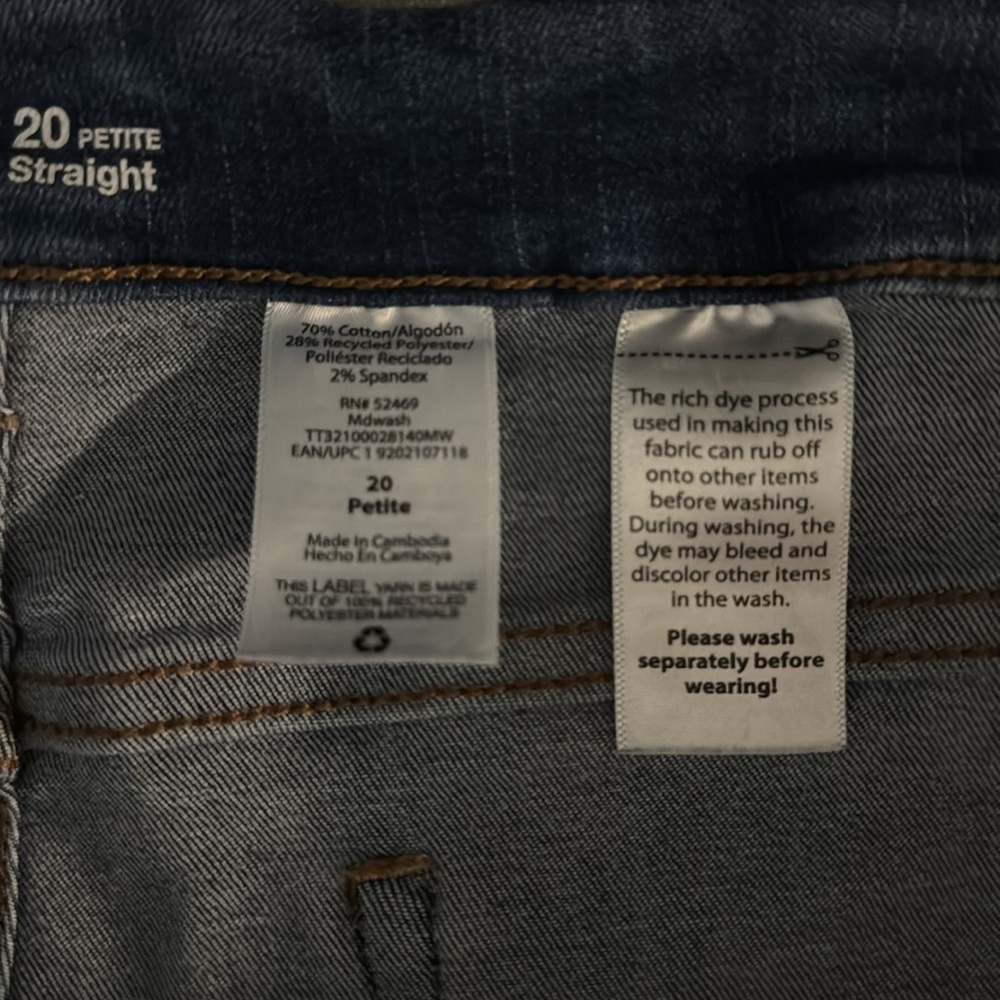 Time and Tru Straight Leg Jeans 20 Petite Women’s Plus Denim Cuffed Classic Fit - Picture 5 of 6